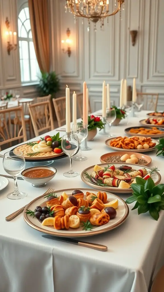 23 Exciting Future Wedding Trends to Inspire Your Big Day 15 A beautifully arranged table for a wedding featuring various gourmet dishes and elegant décor.