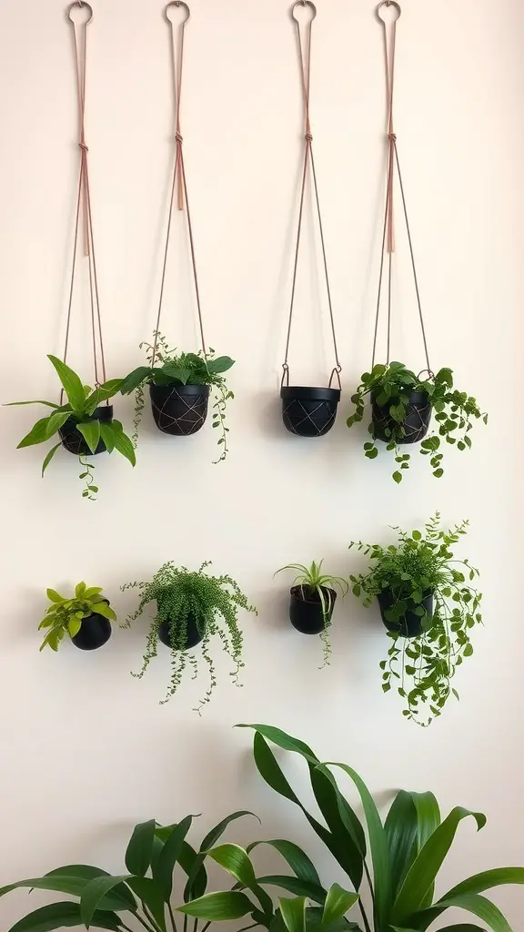 19 Beautiful Indoor Wall Plant Ideas to Transform Your Space 11 A collection of hanging wall pocket planters with various green plants