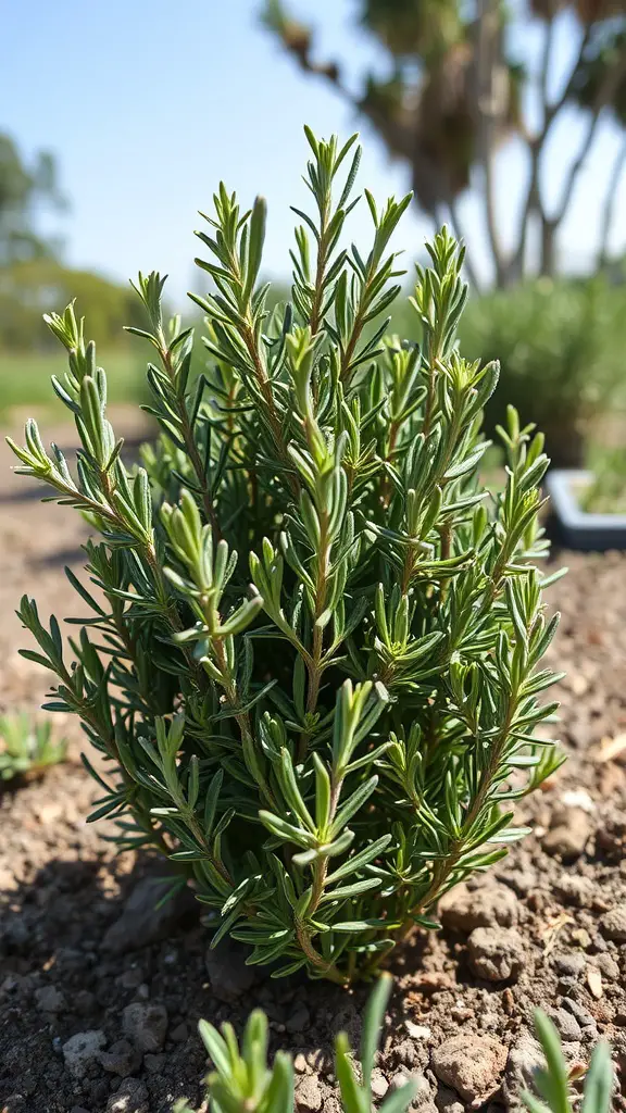 21 Stunning Full Sun Plants for Your Garden 15 A healthy rosemary plant thriving in a sunny garden setting.