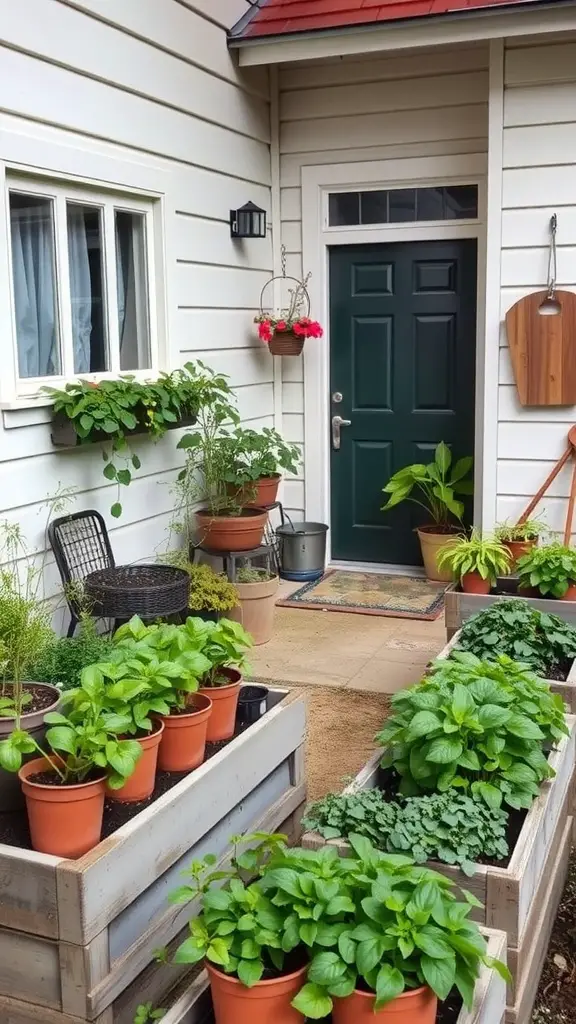 25 Beautiful Raised Flower Bed Ideas for Your Front House 10 Raised flower beds containing various herbs in front of a house