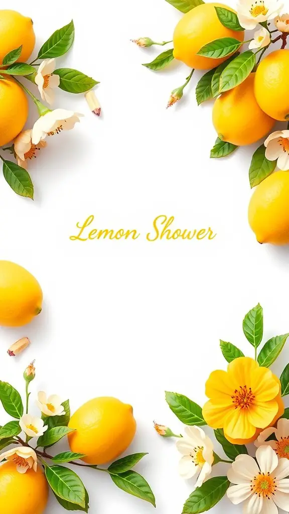 21 Creative Lemon-Themed Bridal Shower Ideas to Brighten Your Celebration 7 Lemon-themed bridal shower invitation design with lemons and flowers