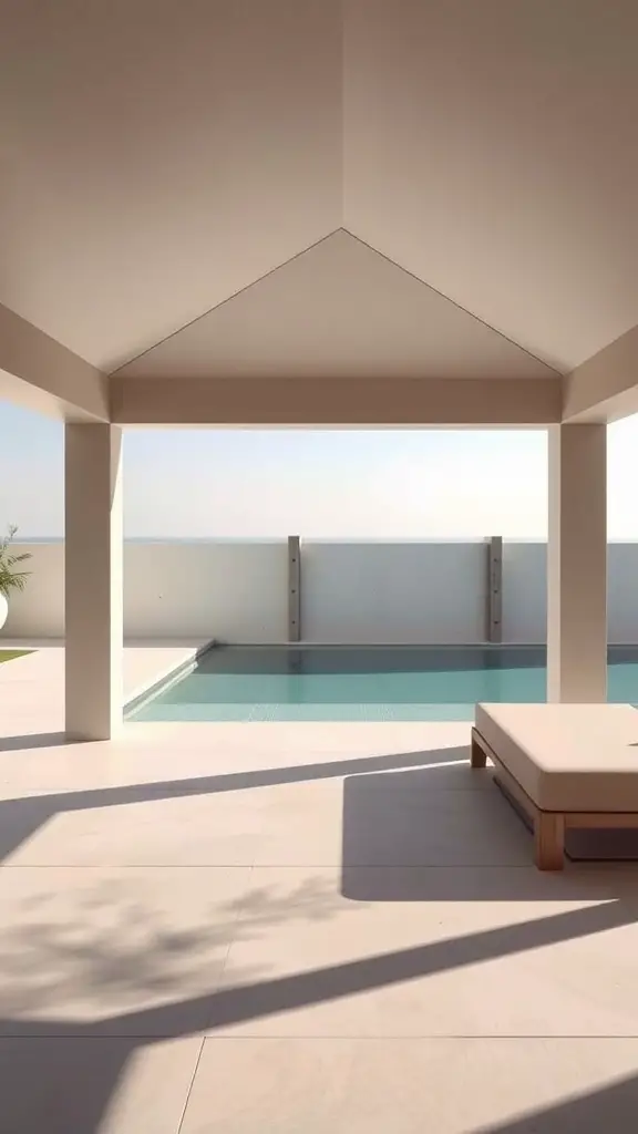 15 Stunning Pool Cabana Ideas for Ultimate Relaxation 5 A modern minimalist cabana with a pool, featuring clean lines and a neutral color palette.