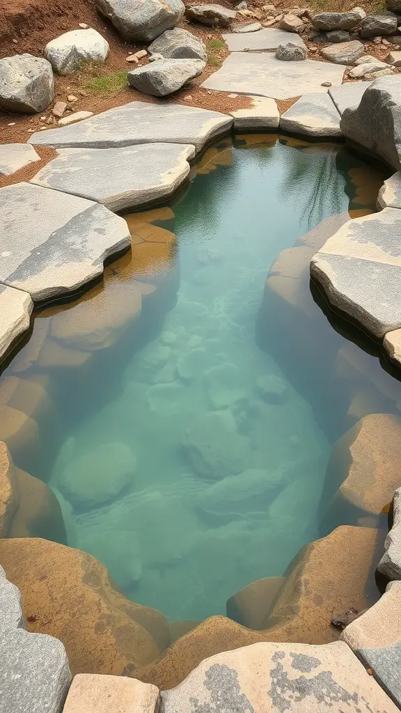 17 Stunning Natural Pool Ideas for Your Backyard Escape 10 A natural pool surrounded by large stone edges, reflecting a rustic charm.