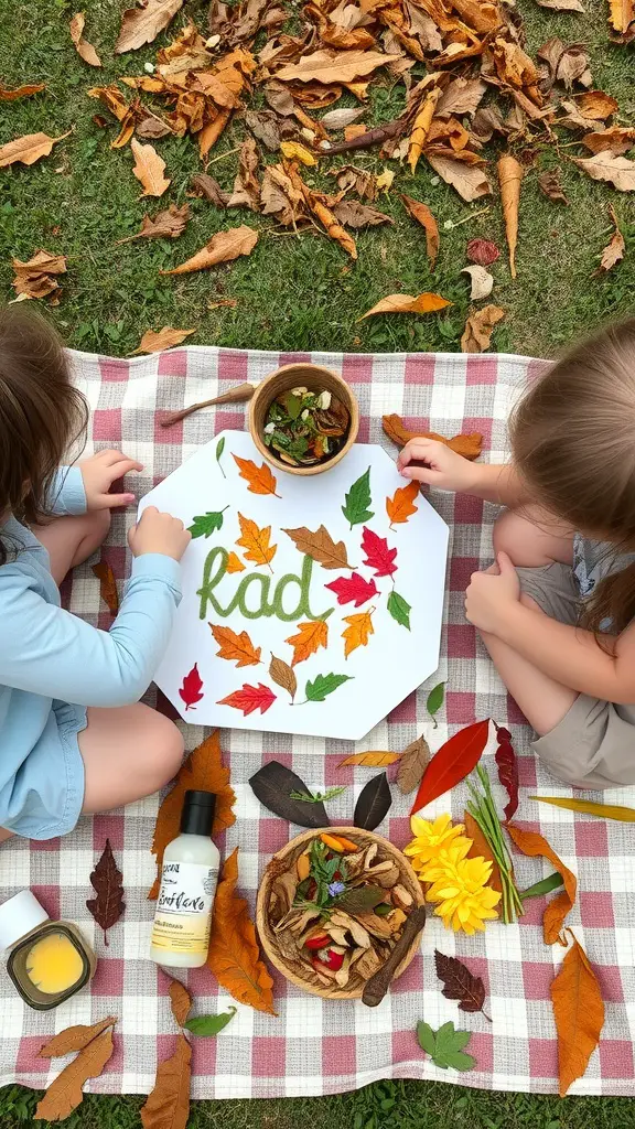 15 Fun Outdoor Activities for Kids to Enjoy 9 Children creating art outdoors using colorful leaves and flowers