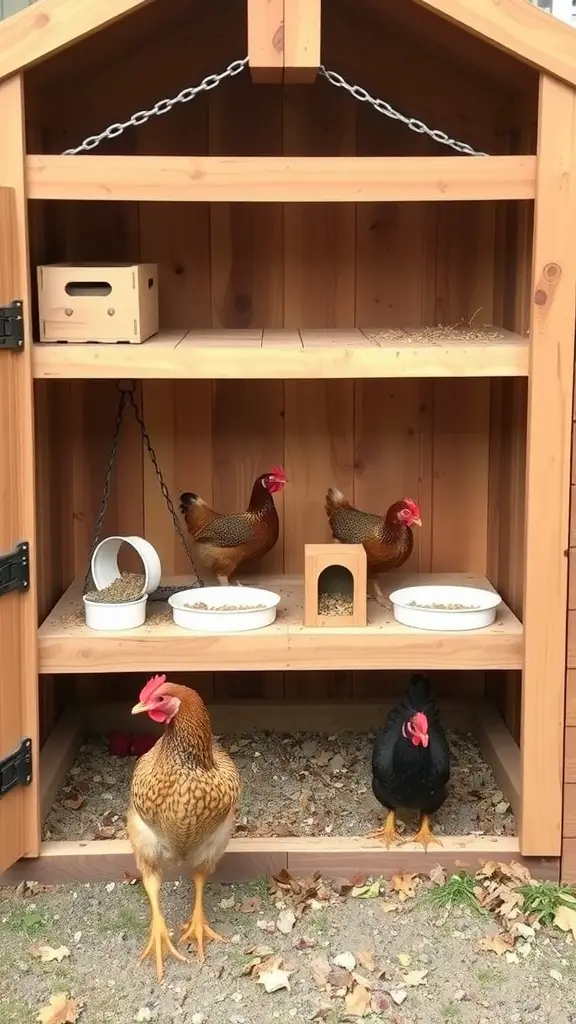 21 Creative Pallet Chicken Coop Ideas You’ll Love 13 Pallet chicken coop with built-in feeders and chickens inside