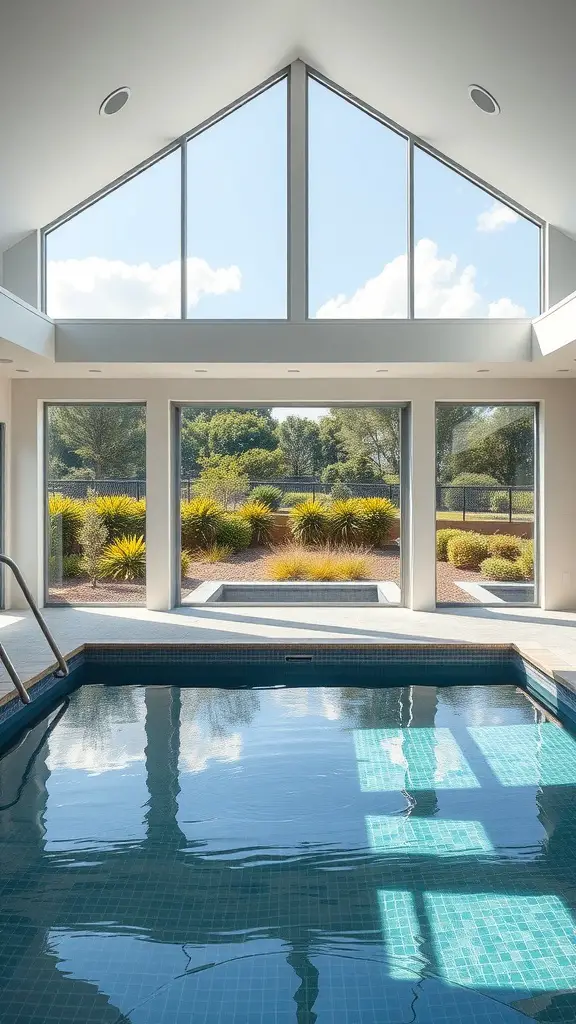 21 Creative Pool Equipment Enclosure Ideas for Your Backyard 7 A modern prefab pool room with large windows showing a sunny outdoor landscape