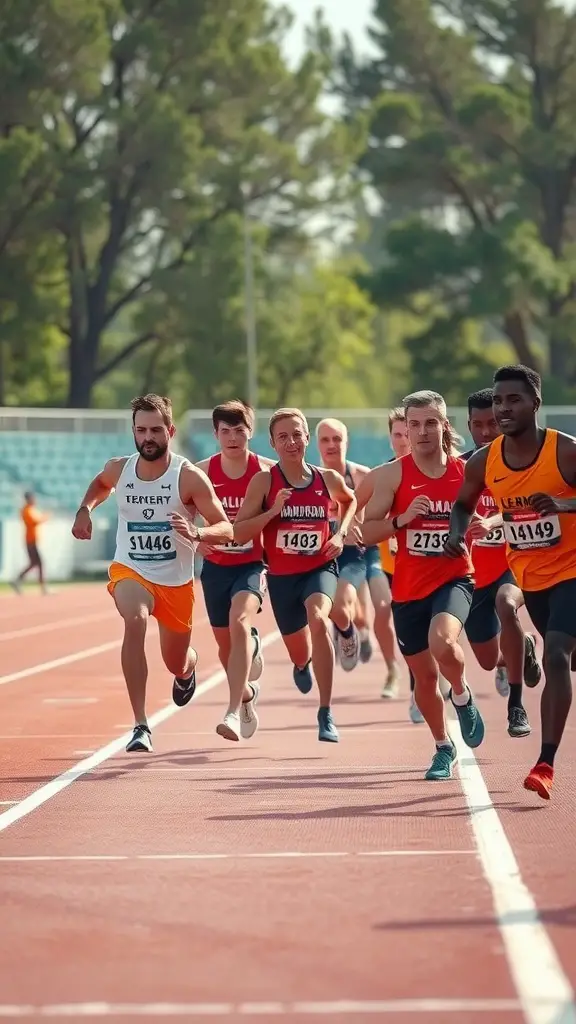 25 Exciting Outdoor Games for Fun-filled Adventures 13 A group of runners competing in a relay race on a track.