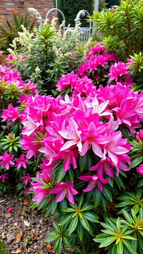 23 Stunning Evergreen Shrubs to Enhance Your Garden 10 Vibrant pink and white rhododendron flowers in a garden setting