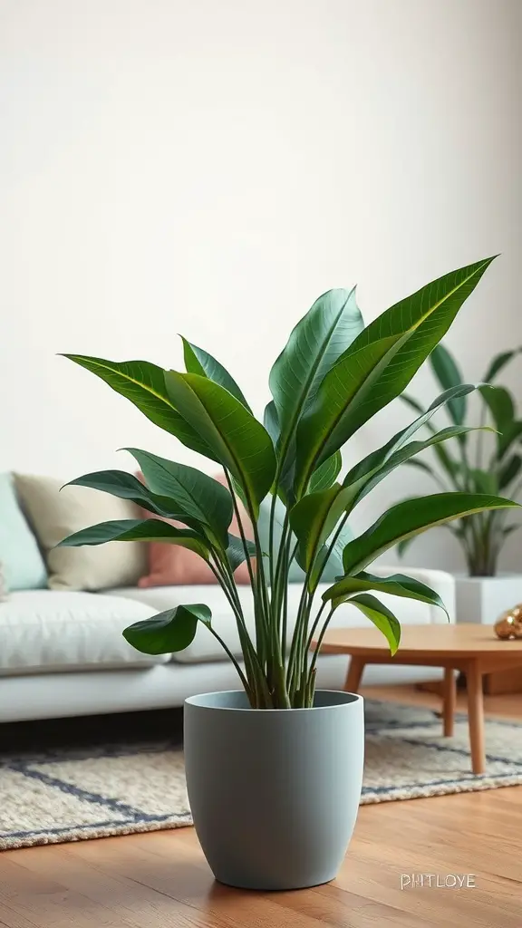19 Beautiful Low Light Indoor Plants for Your Home 13 A rubber plant with large green leaves in a light-colored pot, enhancing a cozy indoor living space.