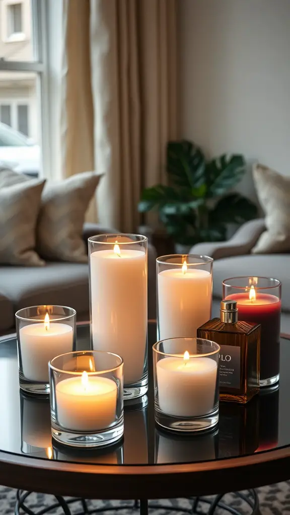 29 Thoughtful Housewarming Gift Ideas Everyone Will Love 9 A collection of scented candles on a table, creating a warm and inviting atmosphere