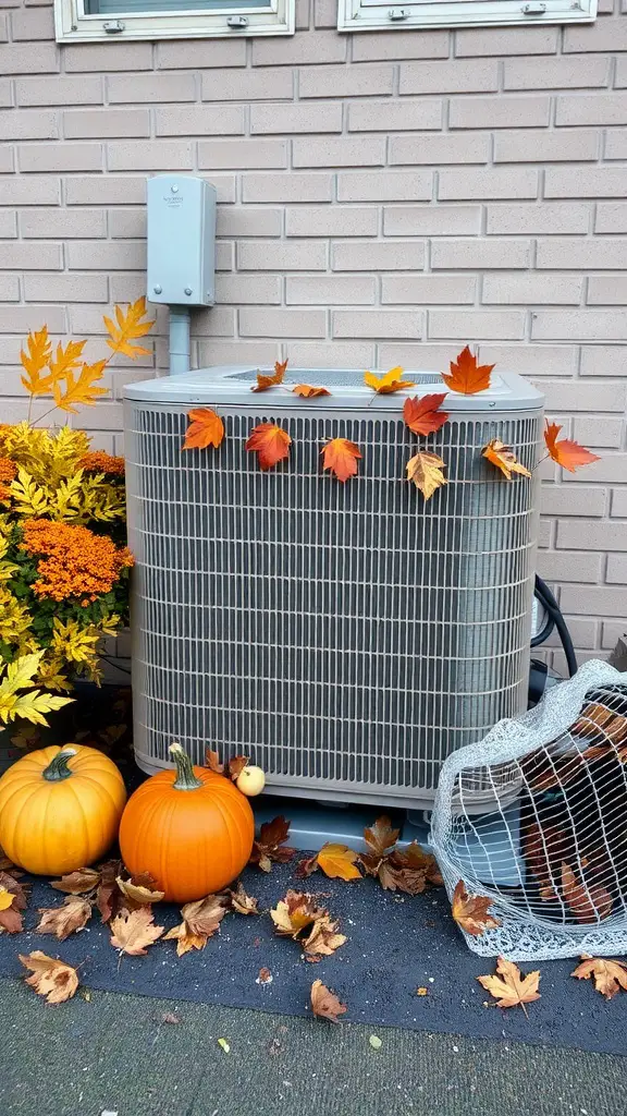 15 Creative Outdoor Ideas for AC Unit Covers 15 Outdoor air conditioning unit decorated with pumpkins and fall leaves