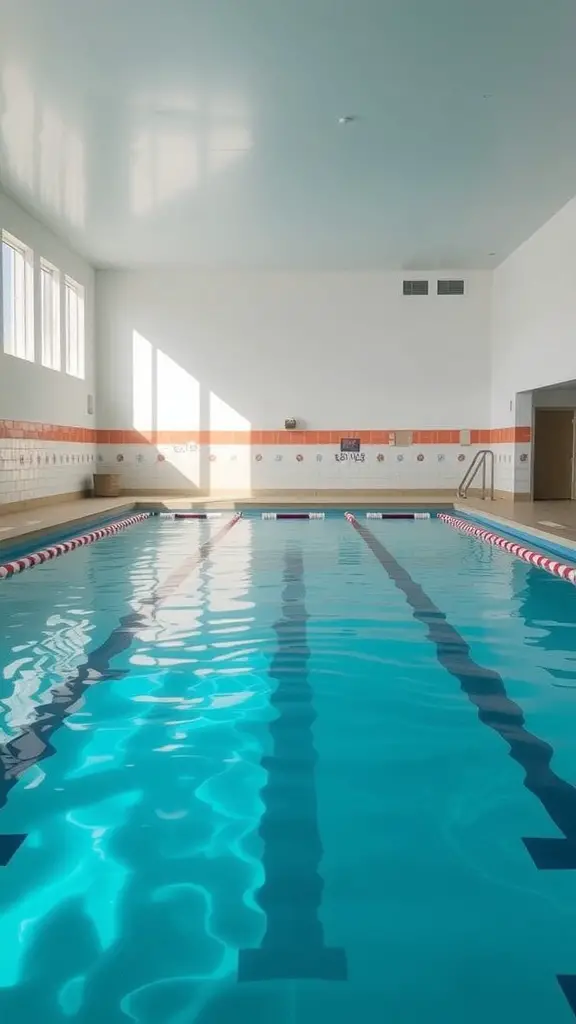 19 Creative Small Pool Design Ideas for Your Backyard 8 Indoor lap pool with clear water and lane markings