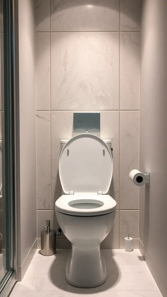 19 Stylish Small Main Bathroom Ideas to Maximize Space 8 Modern space-saving toilet in a small bathroom setting
