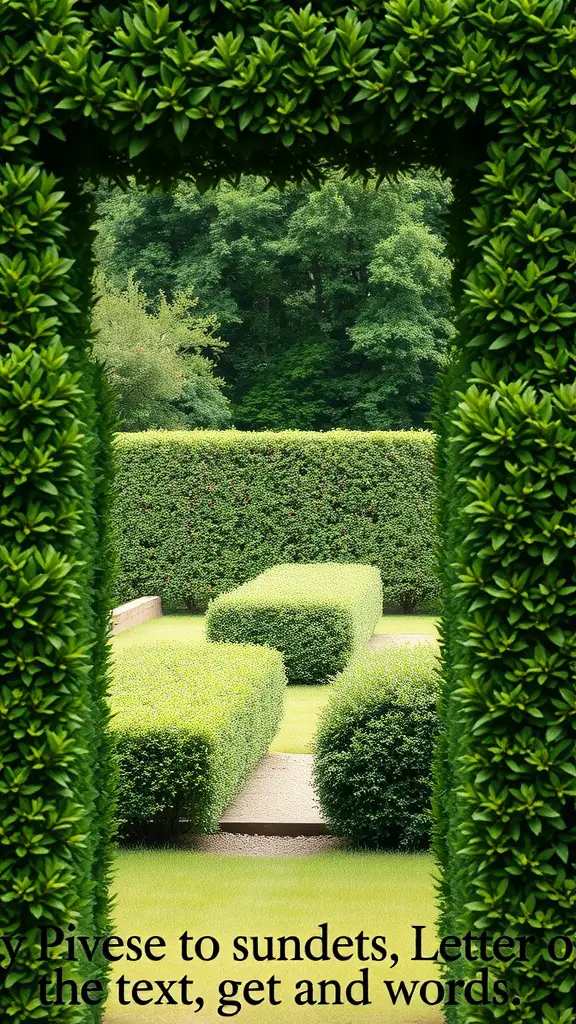 23 Stunning Evergreen Shrubs to Enhance Your Garden 9 A neatly trimmed privet hedge surrounding a garden path, creating a natural frame with lush greenery.