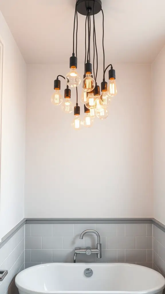 17 Stunning Bathroom Lighting Ideas to Transform Your Space 14 Clustered bulbs hanging in a modern bathroom