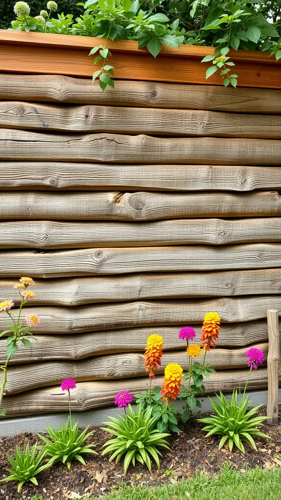 27 Creative Small Retaining Wall Ideas for Your Garden 2 Wooden retaining wall with colorful flowers in front