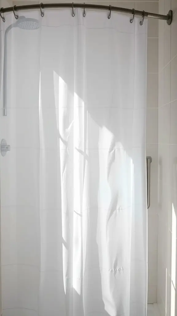 23 Stunning Small Bathroom Interior Ideas for a Stylish Makeover 4 A translucent shower curtain in a bright bathroom