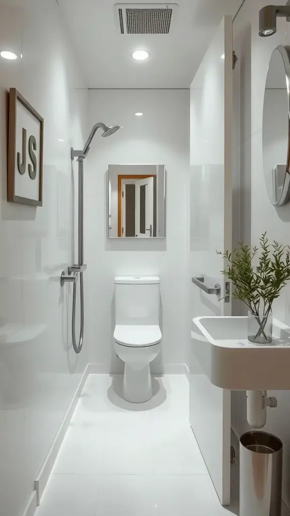 27 Clever Tiny Bathroom Ideas for Maximum Style and Functionality 14 Modern small bathroom with sliding door and contemporary fixtures