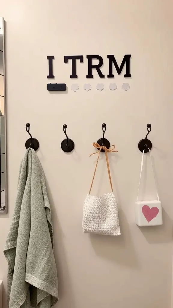 19 Creative Dorm Bathroom Ideas for a Stylish Space 8 Wall with hooks for towels and accessories in a dorm bathroom