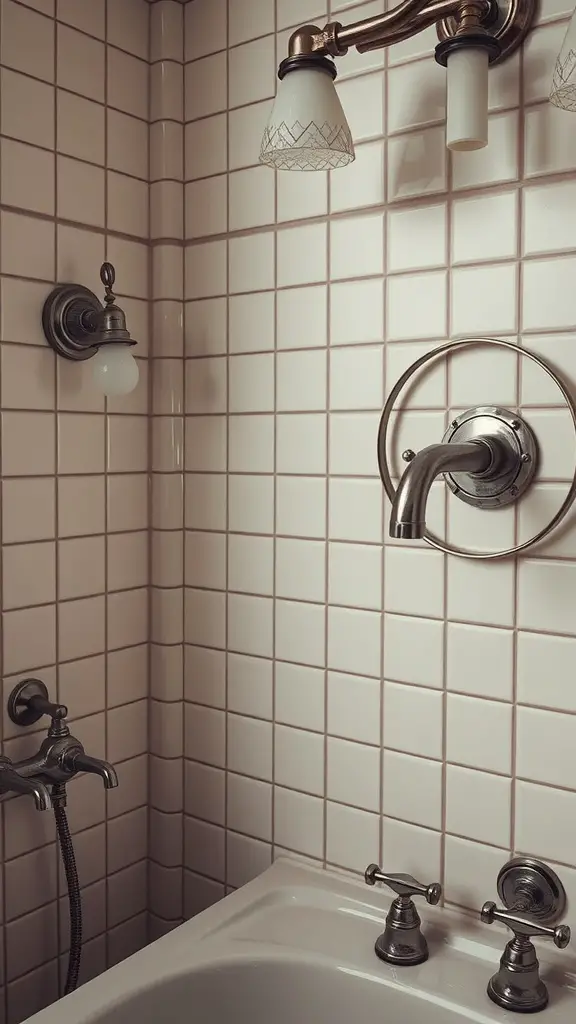21 Timeless Bathroom Ideas to Transform Your Space 5 Vintage bathroom fixtures with wall-mounted faucets and light fixtures