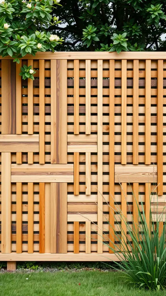 21 Creative Garden Fence Ideas to Transform Your Outdoor Space 14 Wooden slat fence with geometric patterns