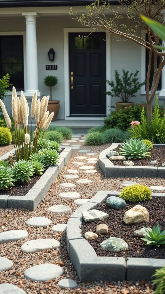 25 Beautiful Raised Flower Bed Ideas for Your Front House 6 Zen-inspired flower beds featuring raised beds, smooth stones, and soft grasses.