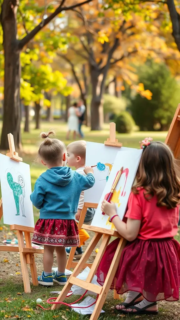 19 Fun Outdoor Birthday Party Ideas for Kids 13 Children painting outdoors in a park