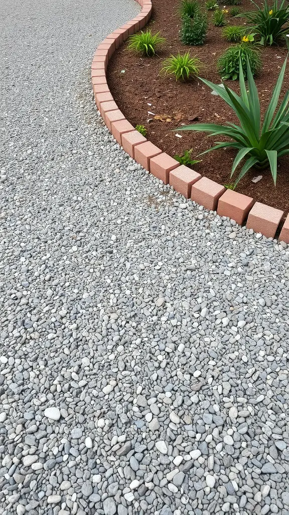 29 Creative Brick Garden Edging Ideas to Transform Your Outdoor Space 2 Curved brick garden edging with gravel surrounding a flower bed