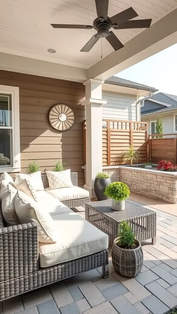 25 Clever Outdoor Storage Ideas to Maximize Space 16 Cozy patio with built-in storage and comfortable seating