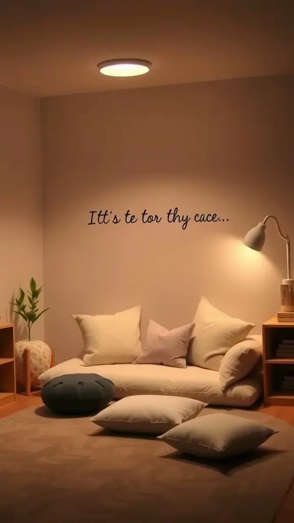 21 Inspiring Montessori Room Ideas for Creative Spaces 13 A cozy nook with cushions and soft lighting for relaxation and reflection.