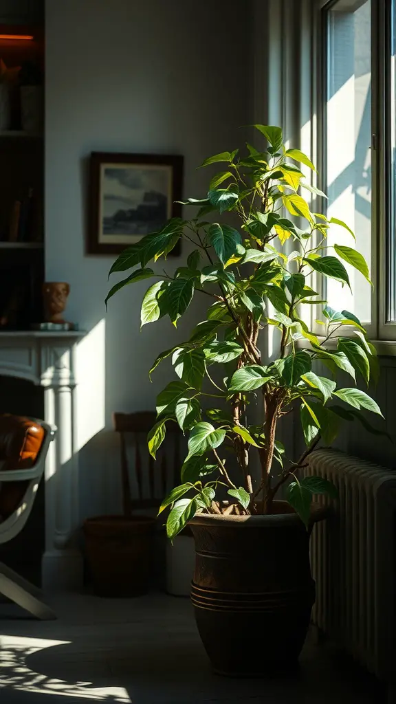 A healthy Cast Iron Plant with vibrant green leaves near a window.