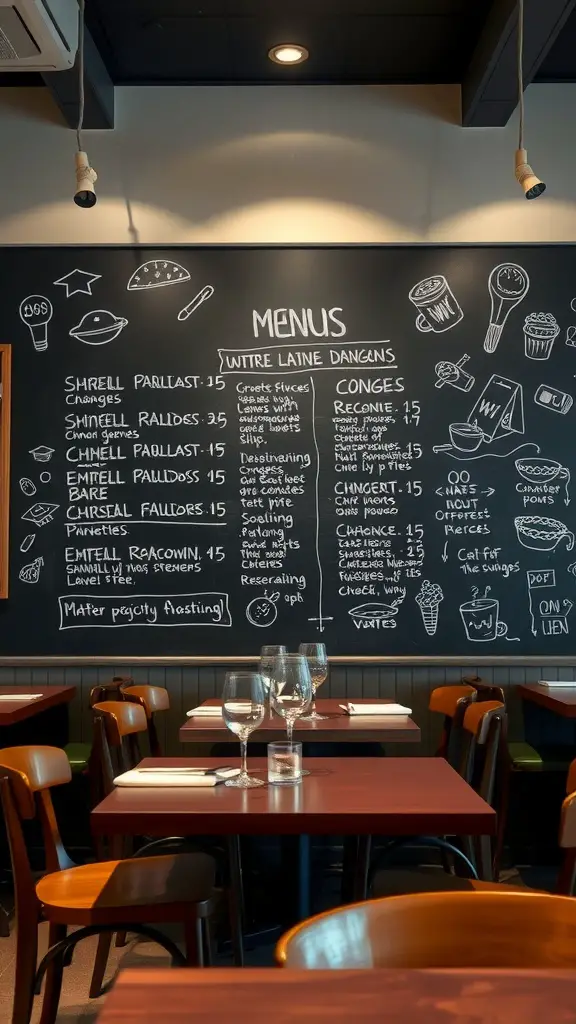 21 Stunning Dining Room Wall Decor Ideas to Transform Your Space 2 Chalkboard wall displaying menu items in a dining room