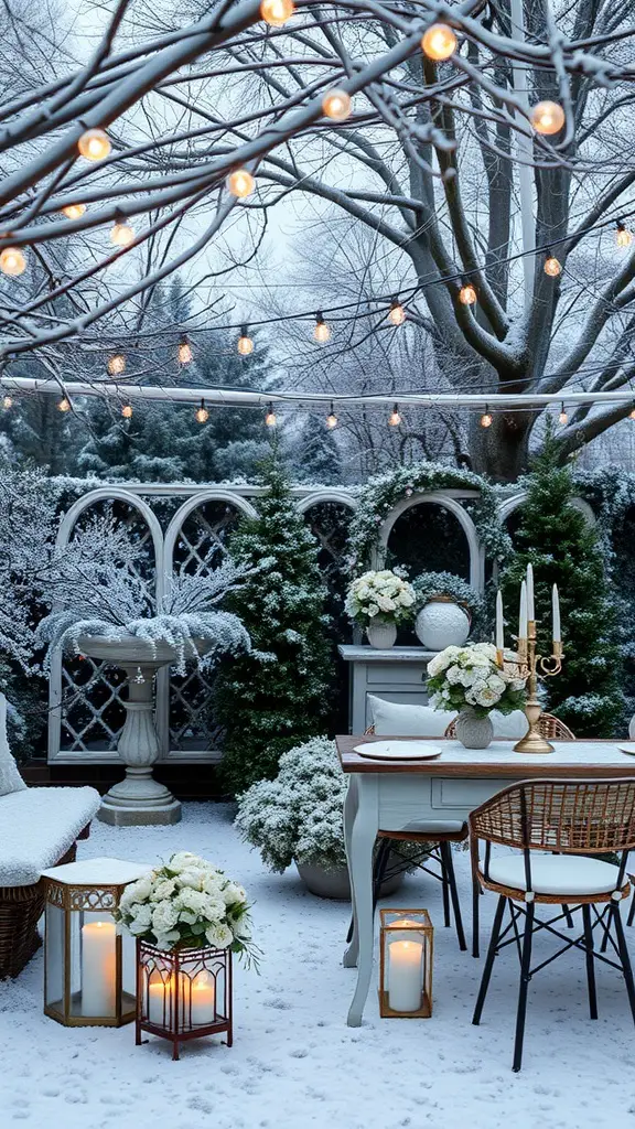 A beautiful winter garden setting for a baby shower.