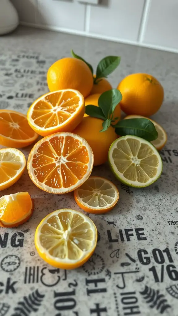 15 Effective DIY Indoor Ant Repellents You Can Make at Home 11 Fresh citrus fruits, including oranges and lemons, sliced and displayed on a kitchen counter.