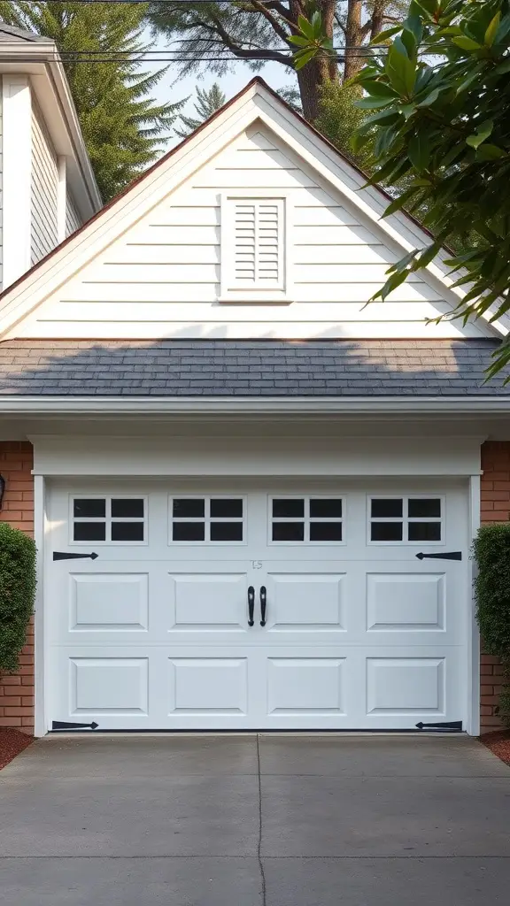 25 Creative Garage Door Ideas for a Stunning Home Entrance 4 Classic raised panel garage door with windows and black hardware