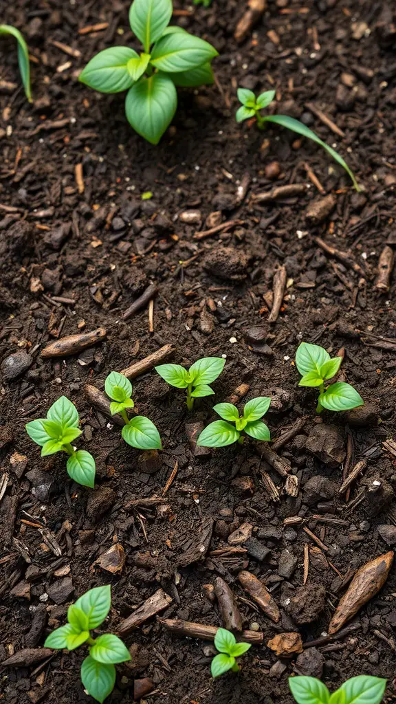 15 Creative Weed Barrier Ideas for Your Garden 12 Young plants growing in rich compost soil