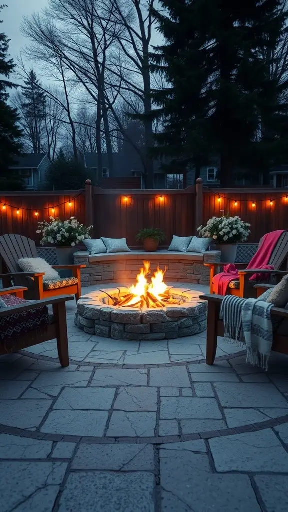 19 Stylish Outdoor Fire Pit Seating Ideas for Cozy Gatherings 10 Cozy outdoor fire pit seating arrangement with chairs and warm lighting