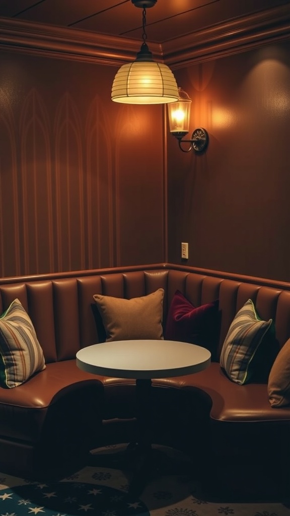 17 Cozy Dining Nook Ideas for Your Home 4 Cozy corner banquette with plush cushions and warm lighting