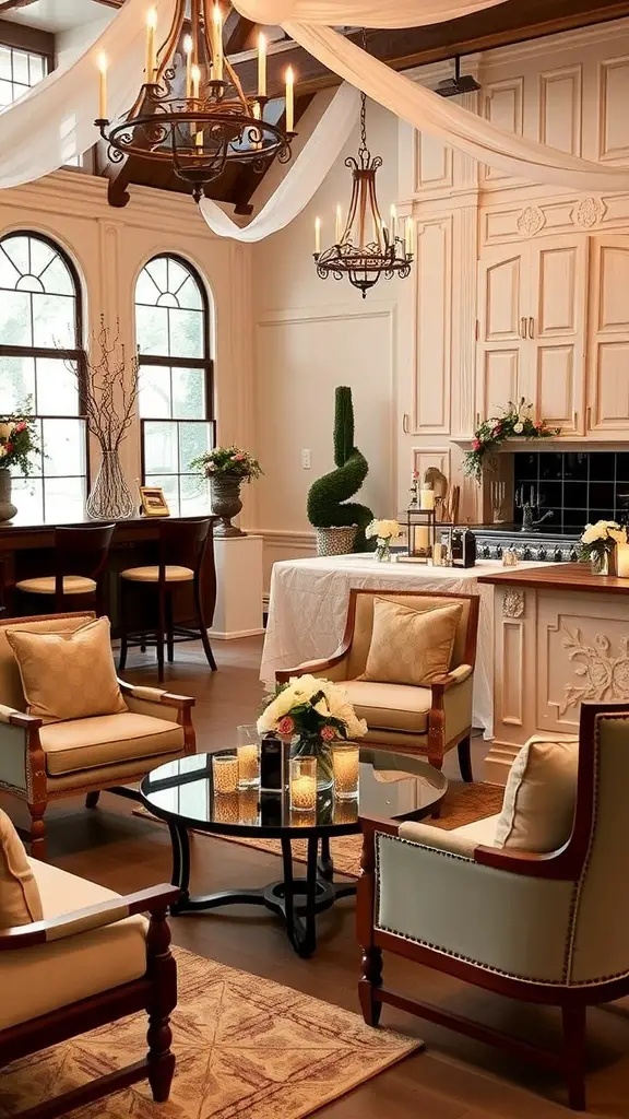 21 Stunning Indoor Wedding Ideas You've Got to See 7 Indoor cozy lounge area with elegant furniture and soft lighting