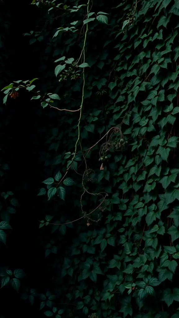 Dense dark green foliage creating a mysterious atmosphere