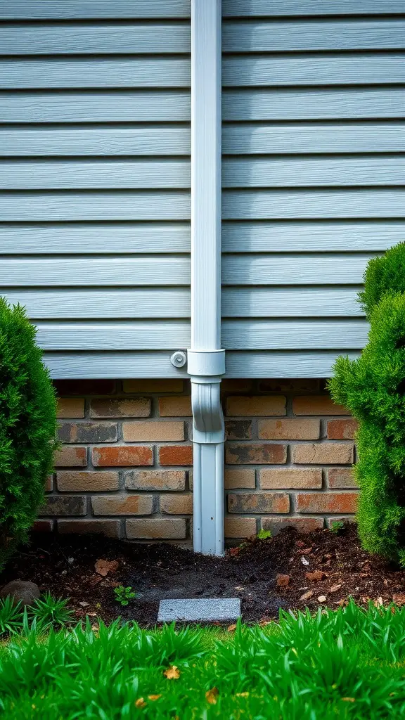 Image of a downspout extension directing water away from a house to prevent erosion