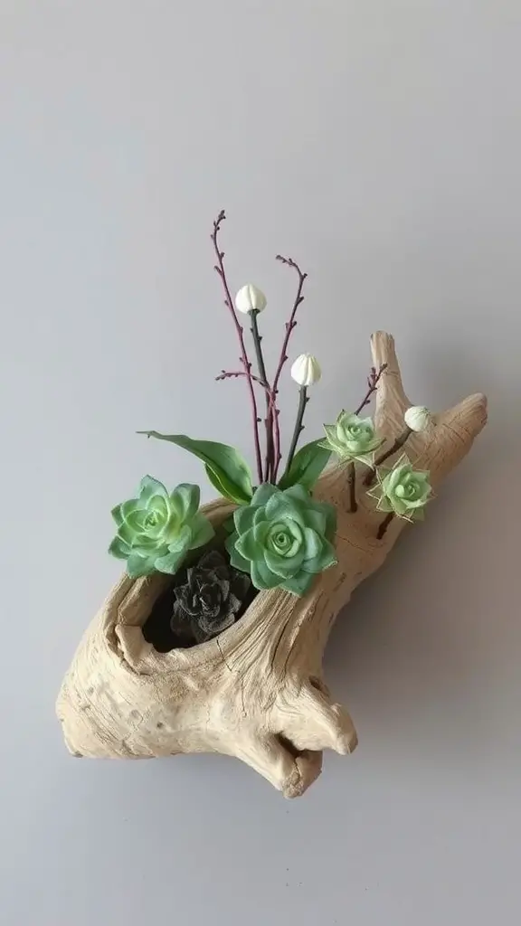 17 Creative Hanging Garden Ideas for Your Home and Balcony 14 Driftwood plant holder with succulents and branches