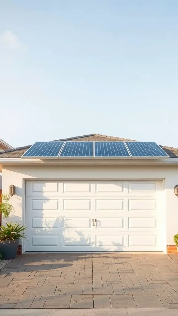 Garage with solar panels on the roof