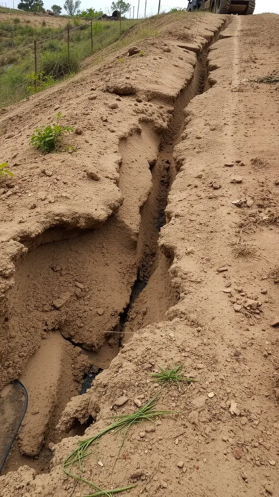 23 Creative French Drain Ideas for Effective Water Management 14 A trench showing a French drain installation aimed at controlling erosion.
