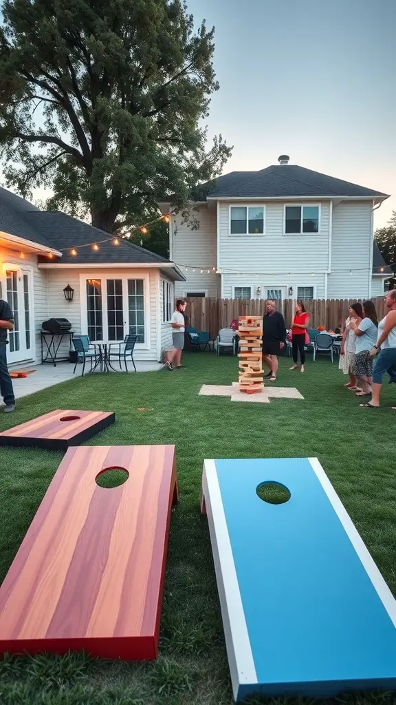 21 Awesome Backyard BBQ Party Ideas You Need to Try 4 Backyard BBQ party with lawn games including cornhole and giant Jenga