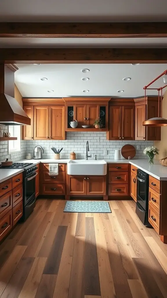 Gourmet kitchen with modern appliances and wooden cabinets