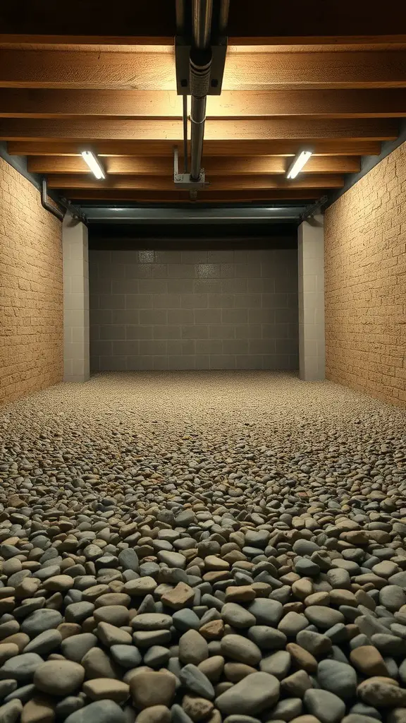 15 Creative Garage Floor Ideas to Transform Your Space 9 Garage with smooth gravel flooring and warm lighting.