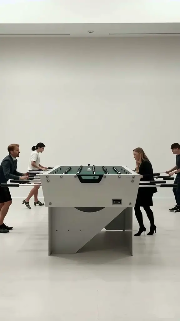 17 Fun Yard Games for Adults to Enjoy This Summer 12 People playing human foosball, with players on both sides engaged in the game.