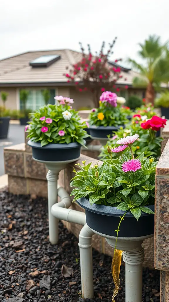 23 Creative Rain Gutter Drainage Ideas for Your Home 16 Planters made from rain gutters with colorful flowers