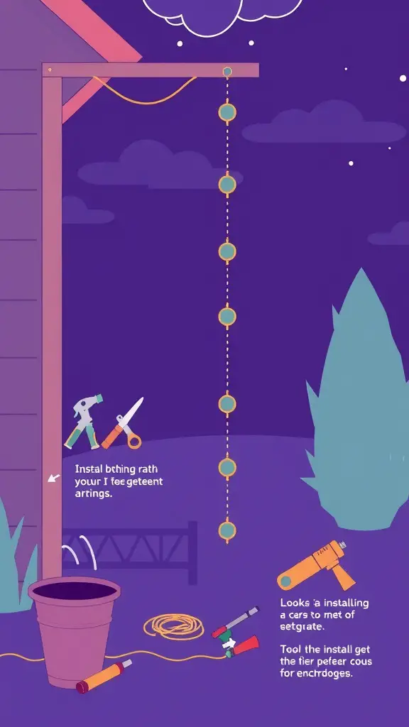25 Creative Rain Chain Drainage Ideas for Your Home 2 Illustration showing the installation steps for a rain chain drainage system.